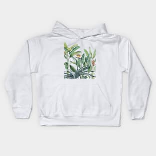 Green Tropical Jungle Banana Tree Strelitzia Kids Hoodie